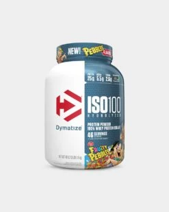 Dymatize ISO100 Hydrolyzed Whey Protein Isolate -Armour Sales Store 3lb Fr Pebbles 8421 grey