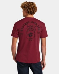 Bodybuilding.com Clothing Kettle Skel Tee -Armour Sales Store 9 27 BBCOM Tattoo Apparel Kettle Skel model 1 Cardinal Back