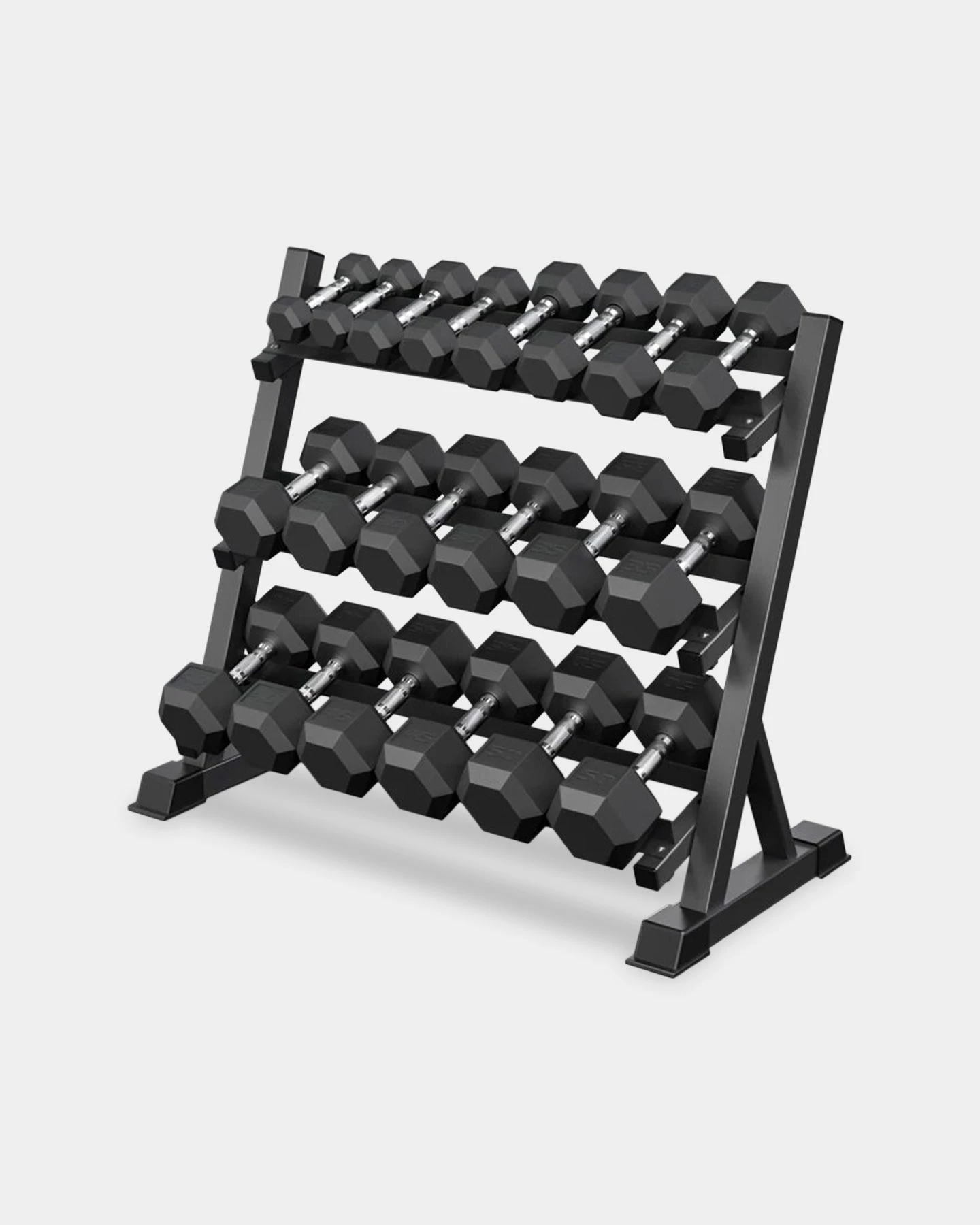 Epic Fitness Complete 5-50LB 10 Pair Dumbbell Set With 3-Tier Horizontal Dumbbell Rack 3 Epic Fitness Complete 5-50LB 10 Pair Dumbbell Set With 3-Tier Horizontal Dumbbell Rack