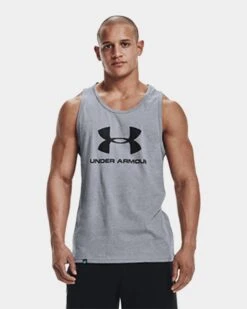 Under Armour Men's UA Sportstyle Logo Tank 17 Under Armour Men's UA Sportstyle Logo Tank -Armour Sales Store UA6370247 grey